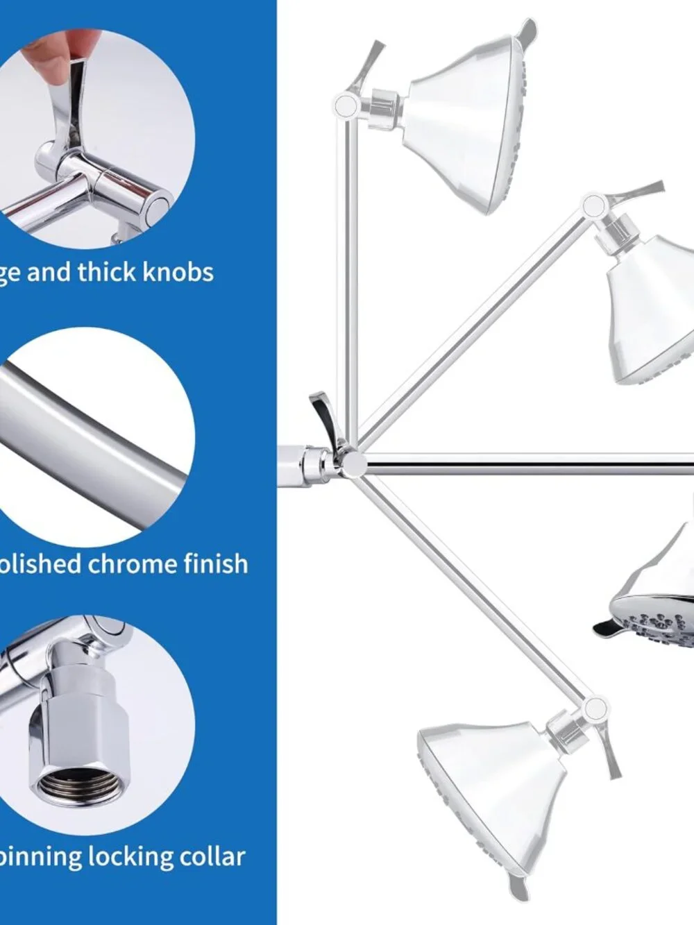 Chrome Adjustable Shower Head with White Handheld Oral Irrigator